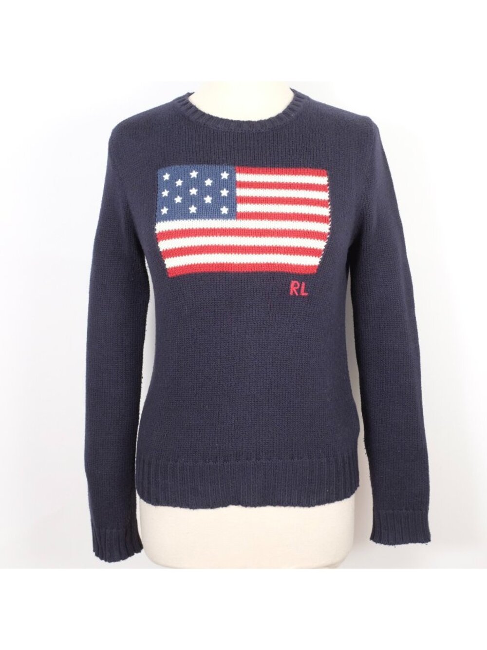 POLO Ralph Lauren Collection sz S sweater Flag Navy Cotton Made in USA